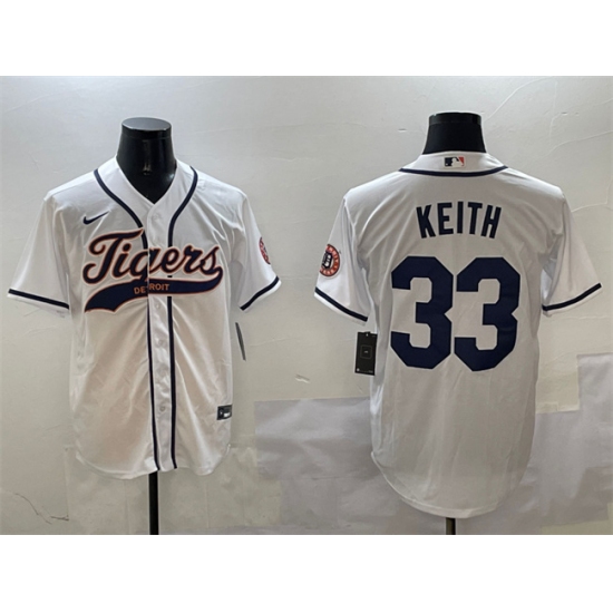 Men's Detroit Tigers 33 Colt Keith White With Cool Base Stitched Baseball Jersey