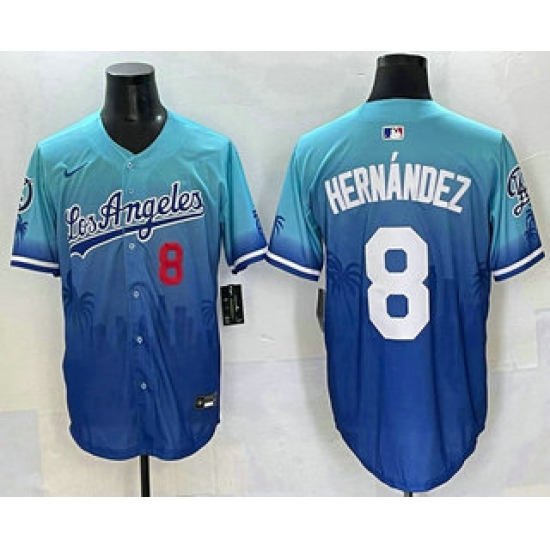 Men's Los Angeles Dodgers 8 Enrique Hernandez Blue 2025 City Connect Limited Stitched Jersey