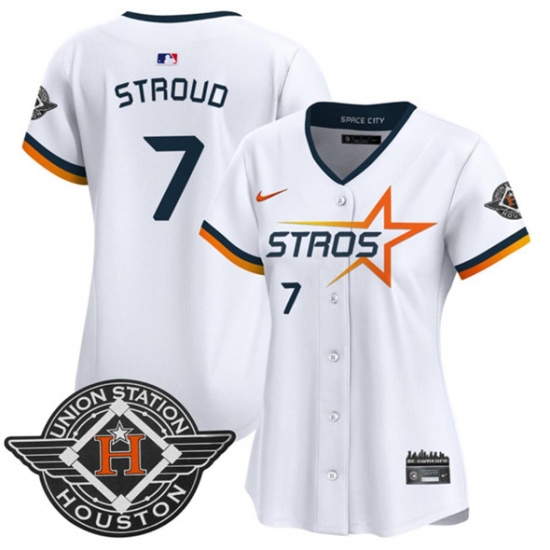 Women's Houston Astros 7 C.J. Stroud White 2025 City Connect Limited Stitched Baseball Jersey(Run Small)