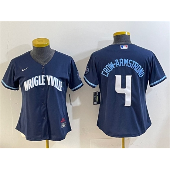 Youth Chicago Cubs 4 Pete Crow-Armstrong Navy City Connect Stitched Jersey