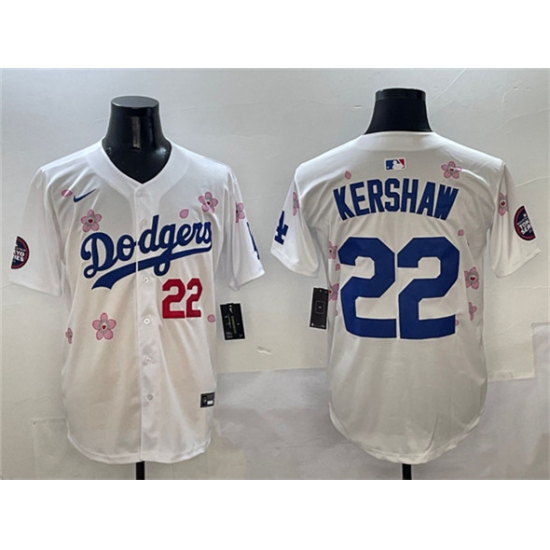 Men's Los Angeles Dodgers 22 Clayton Kershaw White 2025 Tokyo Series Limited Stitched Baseball Jersey