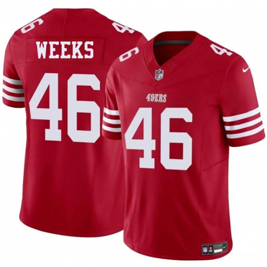 Men's San Francisco 49ers 46 Jon Weeks Red 2025 F.U.S.E. Vapor Untouchable Limited Football Stitched Jersey