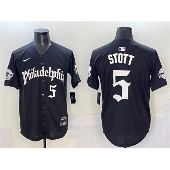 Men's Philadelphia Phillies 5 Bryson Stott Black Gothic Vapor Limited Stitched Jersey