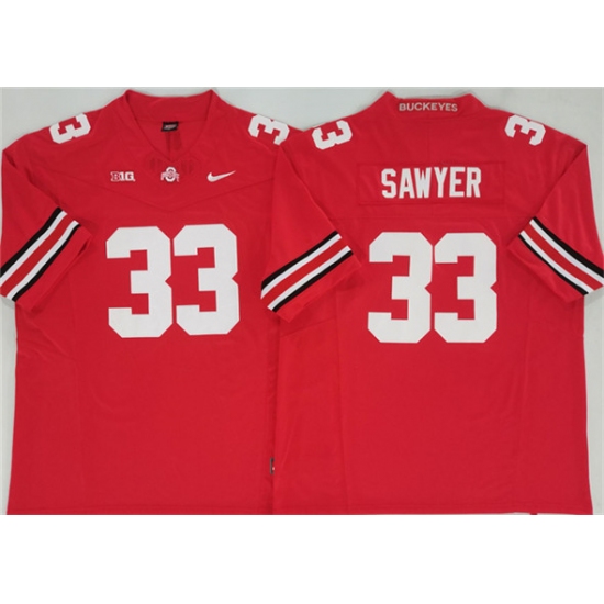 Men's Ohio State Buckeyes 33 Jack Sawyer Red 2025 F.U.S.E. Limited Stitched Jersey