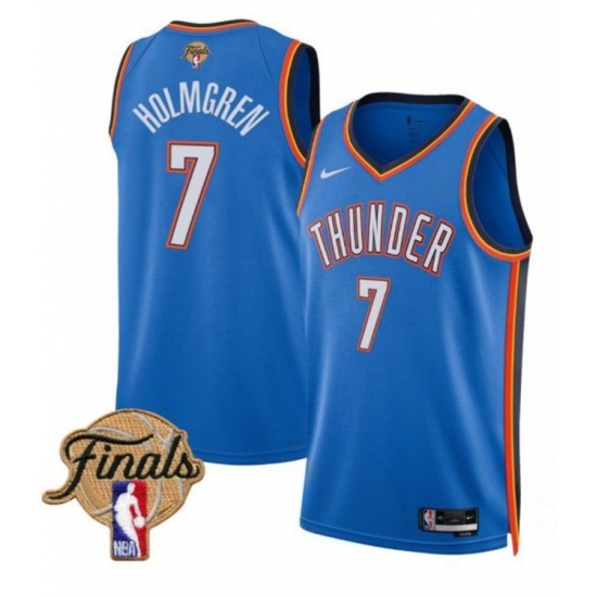 Men's Oklahoma City Thunder 7 Chet Holmgren Blue 2025 Finals Icon Edition Stitched Basketball Jersey
