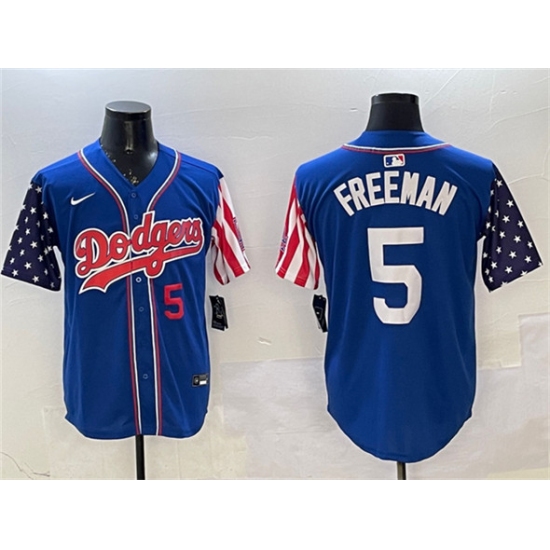 Men's Los Angeles Dodgers 5 Freddie Freeman Royal Limited Stitched Baseball Jersey