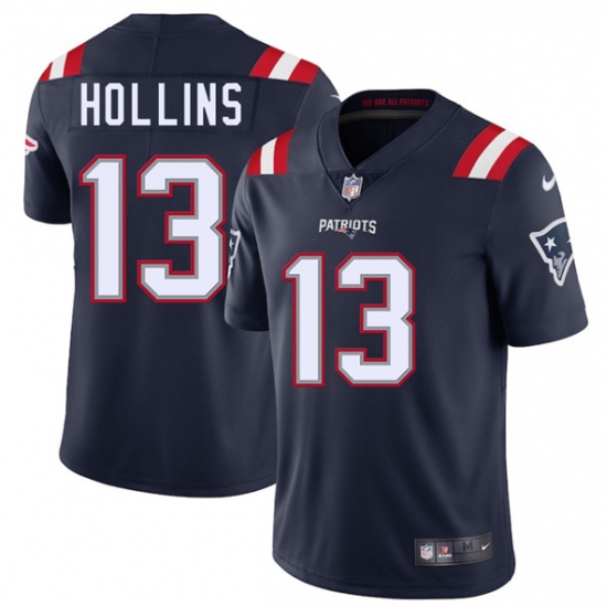 Men's New England Patriots 13 Mack Hollins Navy 2025 Vapor Limited Football Stitched Jersey