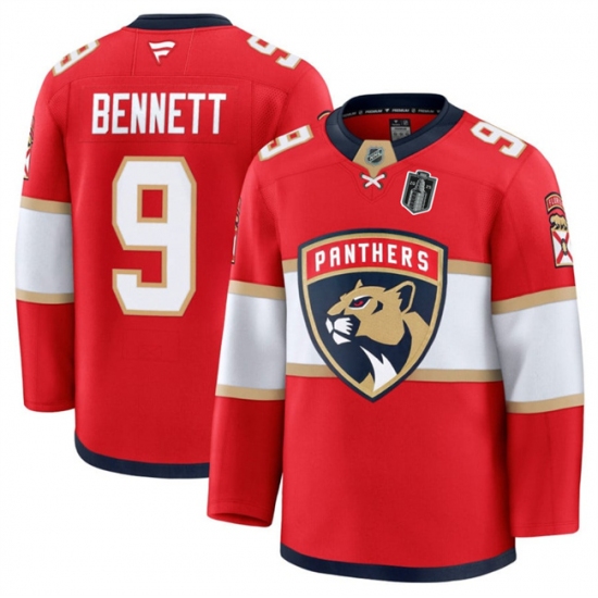 Men's Florida Panthers 9 Sam Bennett Red 2025 Stanley Cup Final Stitched Hockey Jersey