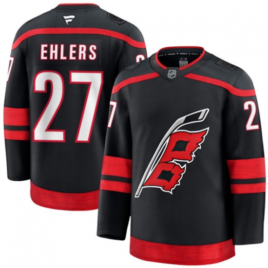 Men's Carolina Hurricanes 27 Nikolaj Ehlers Black 2024-25 Home Stitched Hockey Jersey