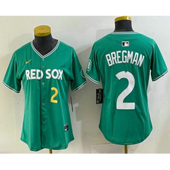 Women's Boston Red Sox 2 Alex Bregman Green 2025 City Connect Player Name Limited Jersey