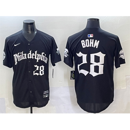Men's Philadelphia Phillies 28 Alec Bohm Black Gothic Vapor Limited Stitched Jersey