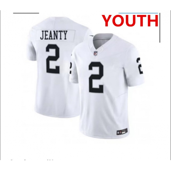 Youth Las Vegas Raiders 2 Ashton Jeanty White 2025 F.U.S.E. Vapor Stitched Football Jersey
