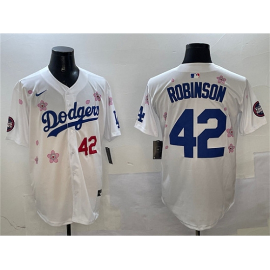 Men's Los Angeles Dodgers 42 Jackie Robinson White 2025 Tokyo Series Limited Stitched Baseball Jersey