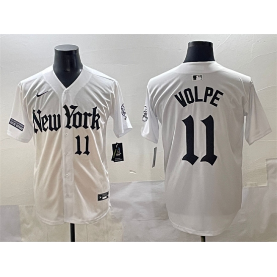 Men's New York Yankees 11 Anthony Volpe White 'Gothic Legacy Edition' Vapor Premier Limited Stitched Baseball Jersey