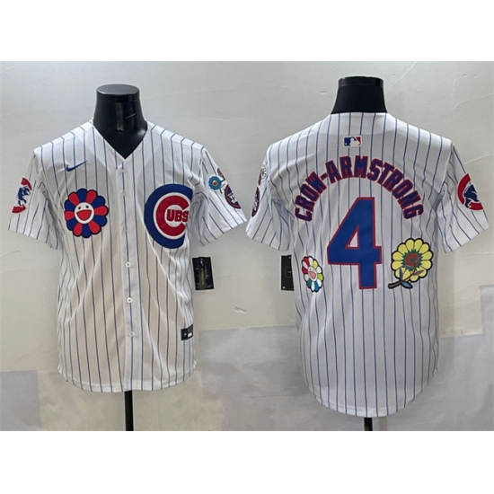 Men's Chicago Cubs 4 Pete Crow-Armstrong White 2025 Tokyo Series Limited Stitched Baseball Jersey