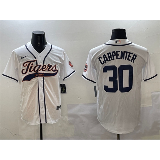 Men's Detroit Tigers 30 Kerry Carpenter White With Cool Base Stitched Baseball Jersey