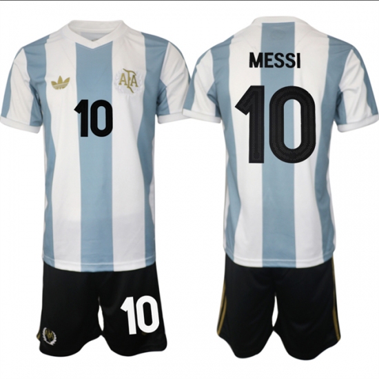 Men's Argentina 10 Lionel Messi White Blue 2025 Home Soccer Jersey Suit