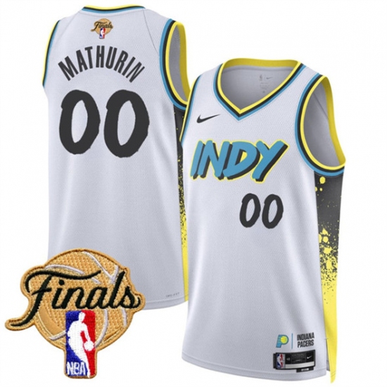 Men's Indiana Pacers 00 Bennedict Mathurin White 2024-25 City Edition Stitched Basketball Jersey