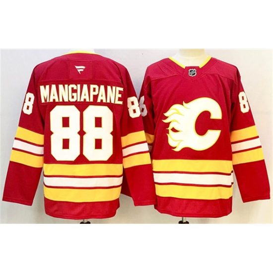 Men's Calgary Flames 88 Andrew Mangiapane Red 2024-25 Home Stitched Hockey Jersey