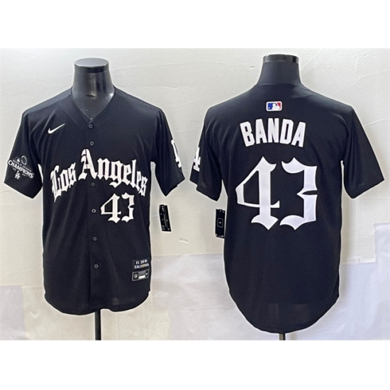 Men's Los Angeles Dodgers 43 Anthony Banda Black Mexico 2025 LA Gothic Style With 2024 World Series Champions Vapor Premier Limited Stitched Baseball Jers