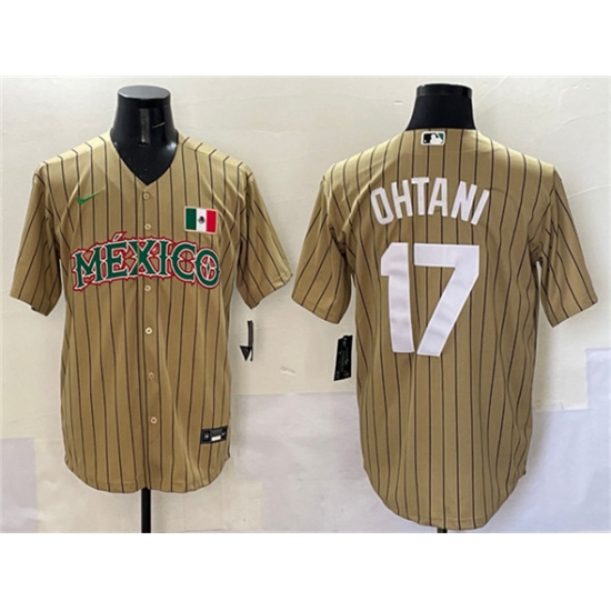 Men's Mexico Baseball 17 Shohei Ohtani Tan 2023 World Baseball Classic Stitched Jersey