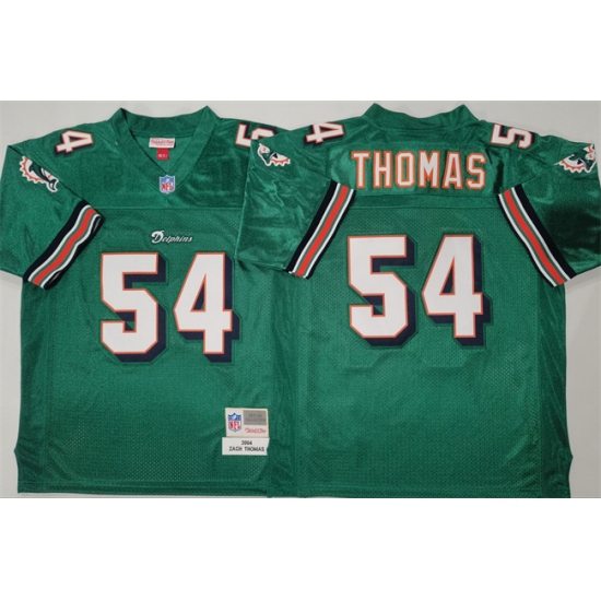 Men's Miami Dolphins 54 Zach Thomas Aqua Throwback Stitched Football Jersey