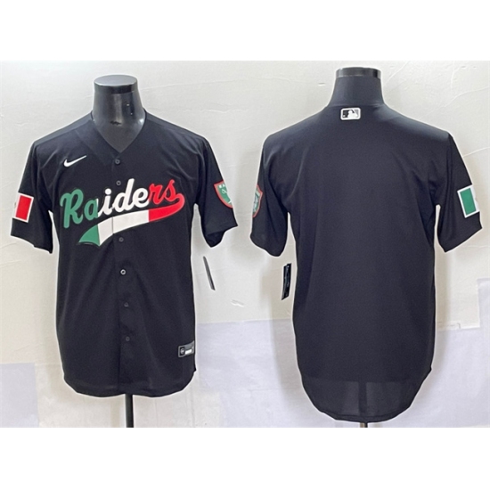 Men's Las Vegas Raiders Blank Black Mexico Cool Base Stitched Baseball Jersey