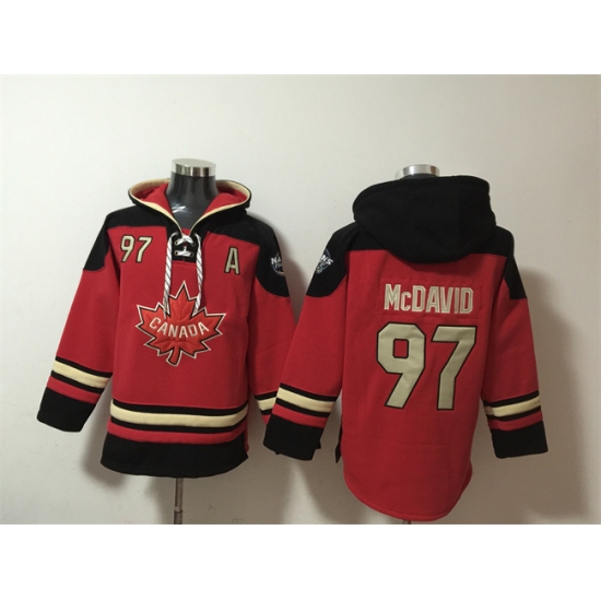 Men's Team Canada 97 Connor McDavid Red Black Ageless Must-Have Lace-Up Pullover Hoodie