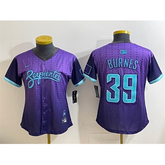 Women's Arizona Diamondbacks 39 Corbin Burnes Purple 2025 City Connect Limited Stitched Baseball Jersey(Run Small)
