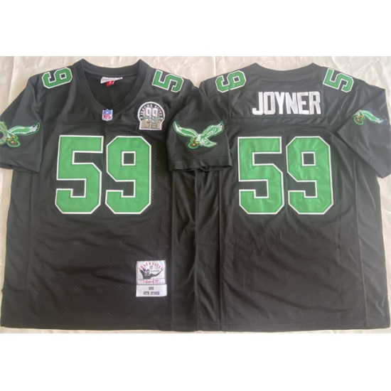 Men's Philadelphia Eagles 59 Seth Joyner Black Throwback Stitched Football Jersey
