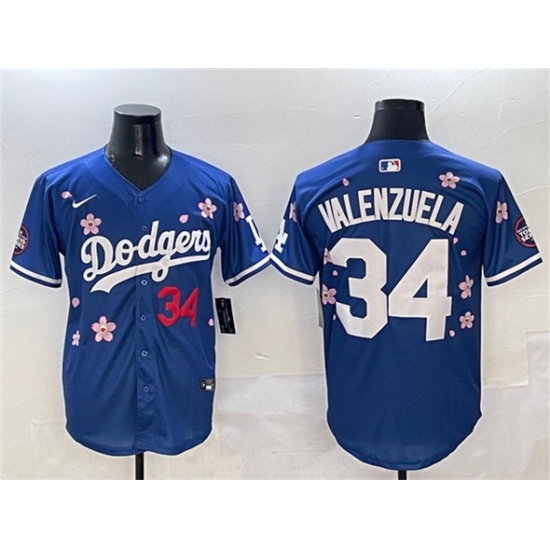 Men's Los Angeles Dodgers 34 Fernando Valenzuela Royal 2025 Tokyo Series Limited Stitched Baseball Jersey