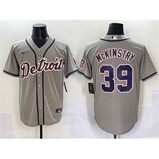 Men's Detroit Tigers 39 Zach McKinstry Gray Cool Base Stitched Baseball Jersey