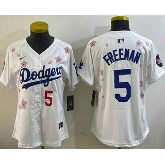 Women's Los Angeles Dodgers 5 Freddie Freeman White 2025 Tokyo Series Limited Jersey