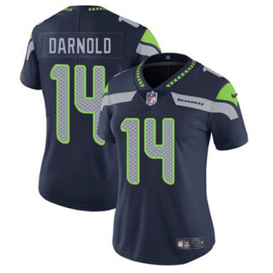 Women's Seattle Seahawks 14 Sam Darnold Navy 2025 Vapor Limited Football Stitched Jersey(Run Small)