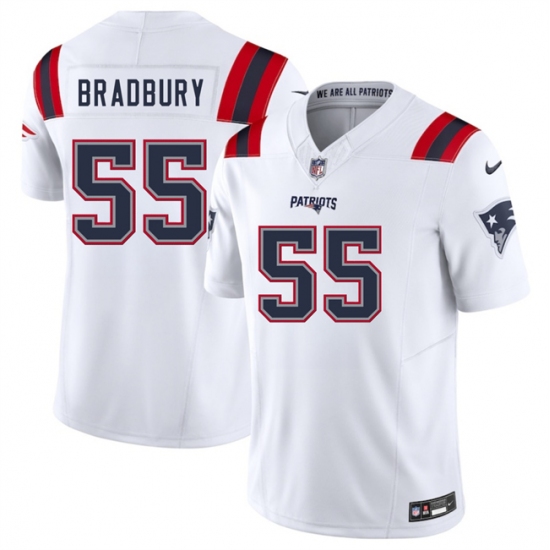 Men's New England Patriots 55 Garrett Bradbury White 2025 F.U.S.E. Vapor Limited Football Stitched Jersey