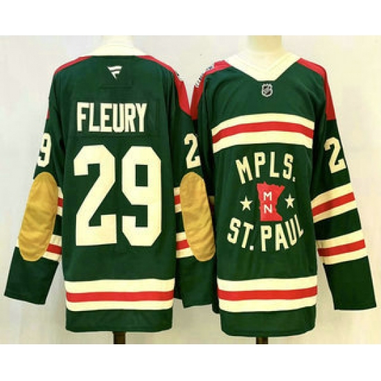 Men's Minnesota Wild 29 Marc Andre Fleury Green Winter Classic Stitched Authentic Jersey