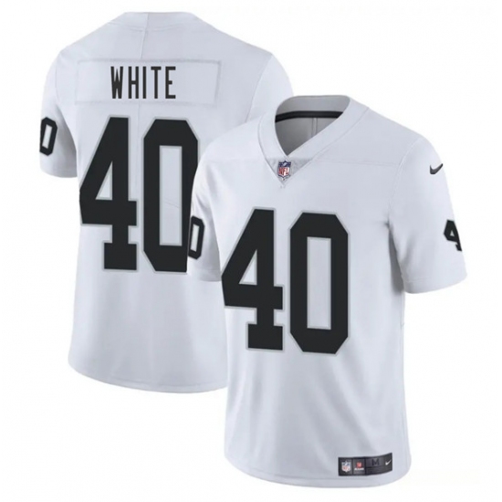 Men's Las Vegas Raiders 40 Devin White White 2025 Vapor Football Stitched Jersey