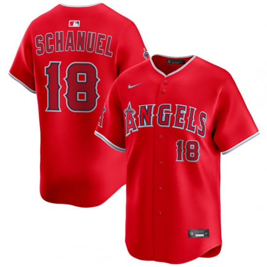 Men's Los Angeles Angels 18 Nolan Schanuel Red Alternate Limited Stitched Baseball Jersey