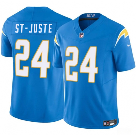 Men's Los Angeles Chargers 24 Benjamin St-Juste Blue 2024 F.U.S.E. Vapor Limited Football Stitched Jersey