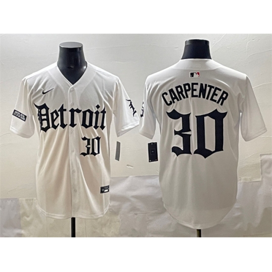 Men's Detroit Tigers 30 Kerry Carpenter White 'Motor Gothic Edition' Vapor Premier Limited Stitched Baseball Jersey