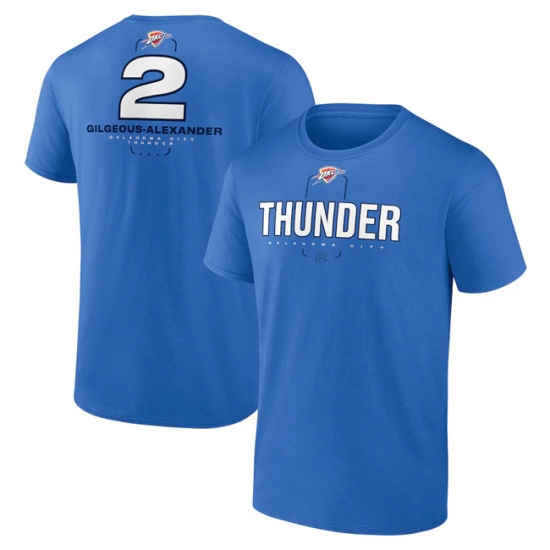 Men's Oklahoma City Thunder 2 Shai Gilgeous-Alexander Blue Behind The Back Name & Number T-Shirt