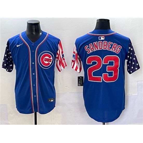 Men's Chicago Cubs 23 Ryne Sandberg Royal 2025 Independence Day Vapor Premier Limited Stitched Baseball Jersey