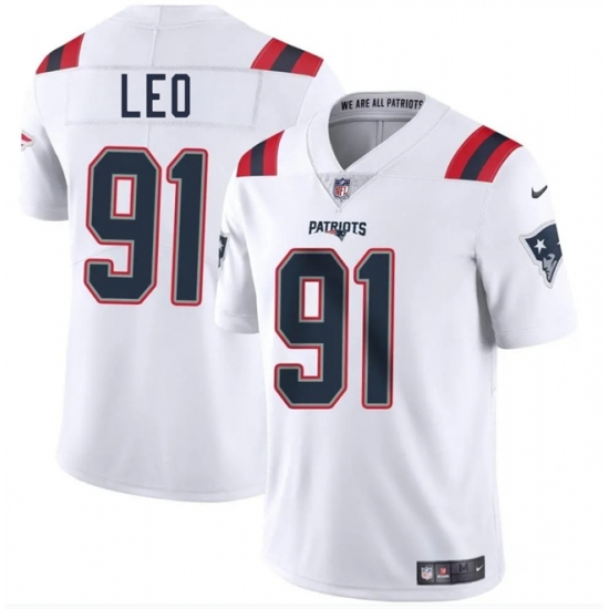 Men's New England Patriots 91 Titus Leo White 2025 Vapor Limited Football Stitched Jersey