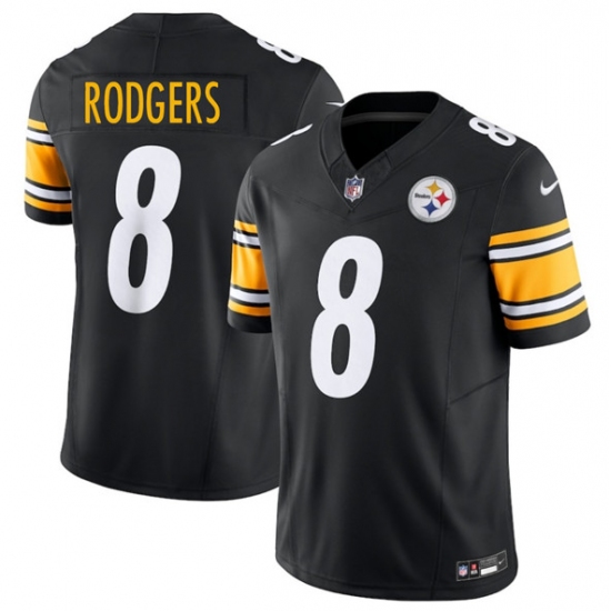 Men's Pittsburgh Steelers 8 Aaron Rodgers Black 2025 F.U.S.E. Vapor Limited Football Stitched Jersey