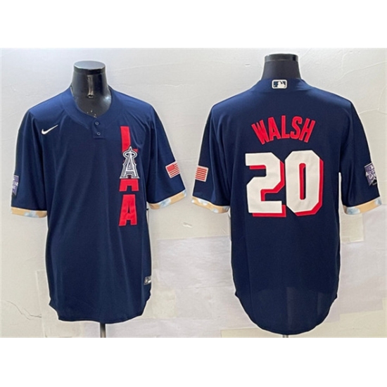 Men's Los Angeles Angels 20 Jared Walsh 2021 Navy All-Star Cool Base Stitched Baseball Jersey