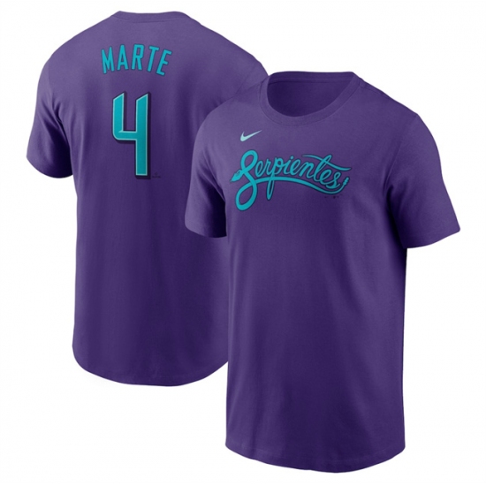 Men's Arizona Diamondbacks 4 Ketel Marte Purple 2025 City Connect Name & Number T-Shirt