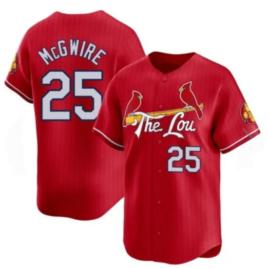 Men's St Louis Cardinals 25 Mark McGwire Red City Connect Baseball Jersey