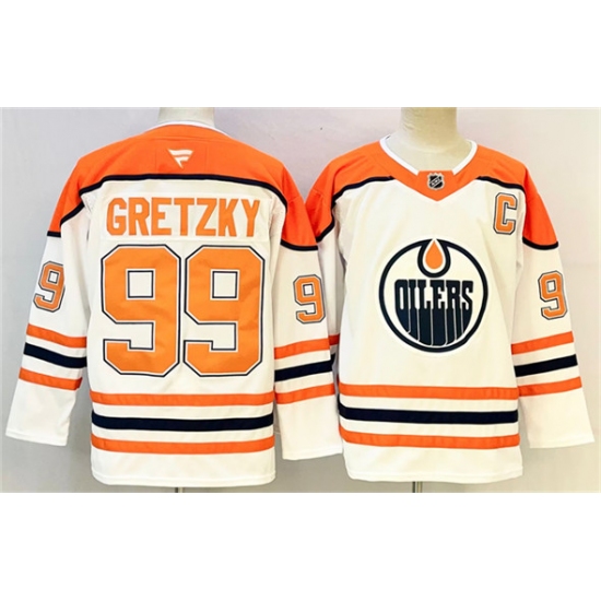 Men's Edmonton Oilers 99 Wayne Gretzky White Orange 2024-25 With C Heritage Classic Primegreen Stitched Jersey