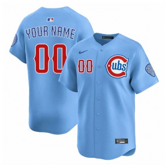 Men's Chicago Cubs Customized Blue 2024-25 2nd Alternate Limited Stitched Baseball Jersey