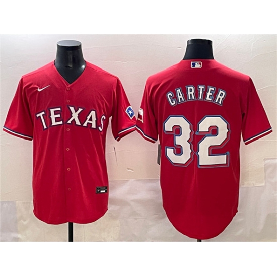 Men's Texas Rangers 32 Evan Carter Red Cool Base Stitched Baseball Jersey